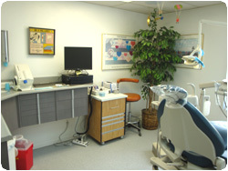 side view of operatory with computer and equipment